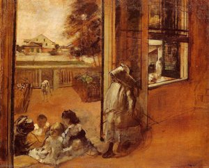 Children On A Doorstep — Edgar Degas, Impressionism