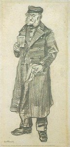 Der Mann Mit Der Langen Jacke Und Dem Handtuch — Vincent Willem Van Gogh, Post-impressionist Style