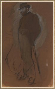 Standing Man In A Bowler Hat; Slight Sketch Of A Woman At Left — Edgar Degas, Impressionistic Realism