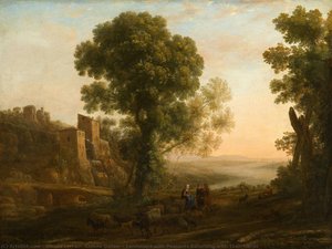 Landscape With Peasants Returning With Their Herds — Klod Loran, Baroque