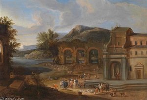 Fischmarkt In Einer Südlichen Hafenstadt — Mathys Schoevaerdts