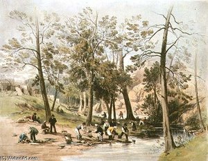 Gold Washing, Fitzroy Bar — George French Angas
