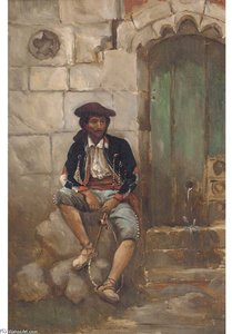 A Figure Seated By A Doorway — James Arthur O Connor