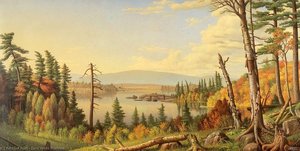 Raquette Lake From Woods Clearing, Adirondacks, N. Y. — Levi Wells Prentice, Hudson River School