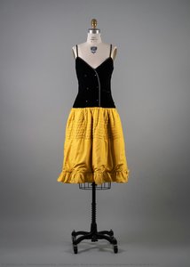 Christian Dior, Black Velvet And Yellow Polyester Blend Quilted Dress — Christian Ernest Dior