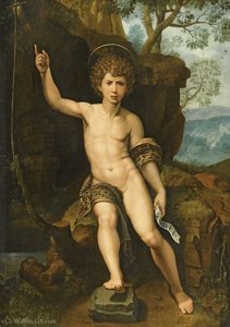 Saint John the Baptist in a rocky landscape