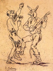 Máscaras Bailando Con Guitarra — José Gutiérrez Solana, Expressionism