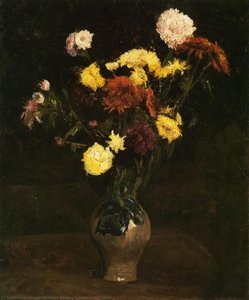Basket Of Carnations And Zinnias — Vincent Willem Van Gogh, Post-impressionism