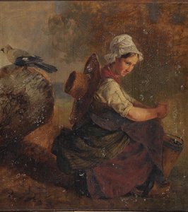 Jeune Fermière Assise — Jacques Raymond Brascassat