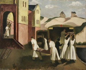 No.115 British General Hospital, Ostend Unloading Wounded — Doris Clare Zinkeisen