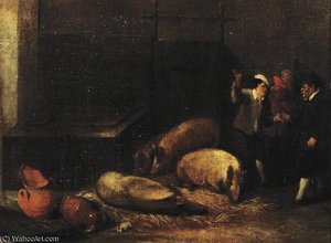 A Gentleman And A Peasant Making A Deal On The Sale Of A Pig In A Pigsty