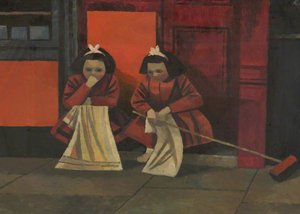 Two Young Girls On Doorstep — Cliff Rowe