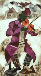 Green Violinist, Oil On Canvas, The Solomon — Marc Chagall