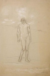 Male Nude With Landscape — Arthur B. Davies