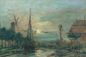 Canal Au Clair De Lune À Schiedam — Johan Barthold Jongkind