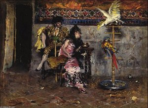 Couple In Spanish Dress With Two Parrots (el Matador) — Giovanni Boldini