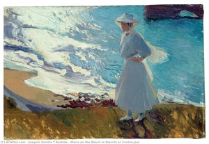 María On The Beach At Biarritz Or Contre-jour — Joaquín Sorolla Y Bastida, Impressionism