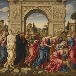 Echoes Of The Triumphant Arch: A Solemn Allegory In Tempera — Marc Duvallier, Italian Renaissance