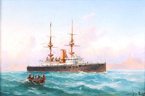 Hms 'royal Sovereign' Off Malta — Luigi Galea