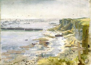Mulberry Harbour, Arromanches Normandy Landing, June 1944 — Stephen Bone