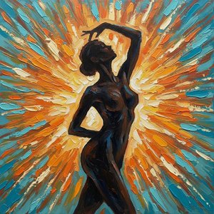 Strahlendes Erwachen: Eine Singuläre Vision Himmlischer Bewegung Und Urzeitlicher Silhouette — Christian Noiret, Zeitgenössische Abstraktion