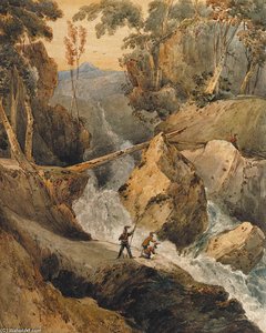 Soldiers Beneath A Torrent, On A Mountain Pass