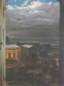 The Anhalter Railway Station By Moonlight — Adolph Von Menzel
