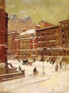 New York City View In Winter — Paul Cornoyer, Impressionism