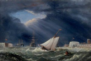 Sailing Ship Entering A Harbour
