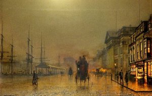 Liverpool Docks By Night — John Atkinson Grimshaw, Academic Realism