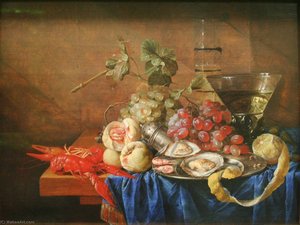 Français Nature morte de fruits et de fruits de mer