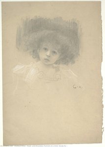 Head- And-shoulders Portrait Of A Child (study For — Gustav Klimt, Art Nouveau