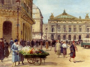 The Flower Seller Place De L Opera Paris — Victor Gabriel Gilbert