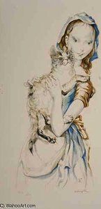 Jeune Femme Et Chat — Léonard Tsuguharu Foujita
