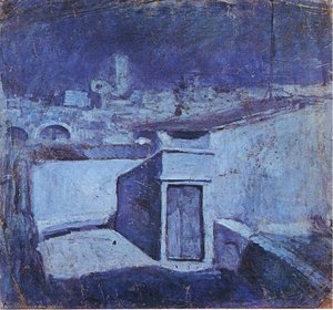 Los Tejados De Barcelona Bajo La Luz De La Luna — Pablo Picasso, Cubismo