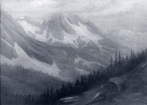 Snow Covered Mountain Landscape, (painting) — Frank Harold Hayward