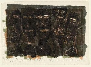 Group Of Suntanned Faces (suite De Visages Bronzes) — Jean Philippe Arthur Dubuffet