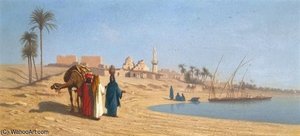 Une Conversation Aux Bords Du Nil — Charles Théodore Frère Dit Frère Bey