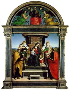 Madonna Und Kind Auf Thron Mit Heiligen — Raffael, High Renaissance