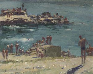Soldiers Bathing At Duino, Portugal — Edward Seago