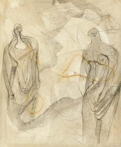One Reclining And Two Standing Figures — ヒューリー・モア