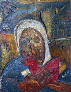 Woman With A Chicken — David Davidovich Burliuk