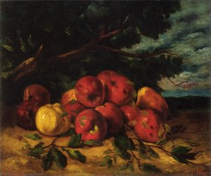 Manzanas Rojas al Pie de un Árbol
