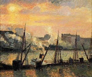 Quay In Rouen: Sunset — Camille Pissarro, Impressionism