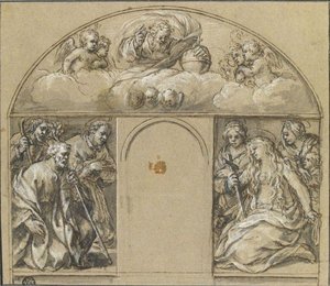 God The Father And Seven Saints — Pietro Da Cortona