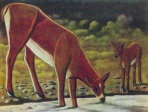 Roe Deer At A Spring — Niko Pirosmani