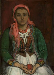 Young Woman From The Highlands With An Apple — Wladyslaw Slewinski