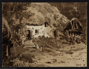 A Thatched Cottage among Trees