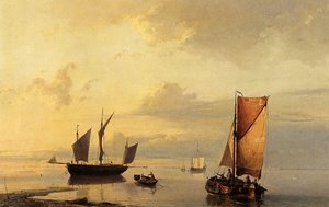 Shipping In A Calm — Johannes Hermann Barend Koekkoek, Hague School