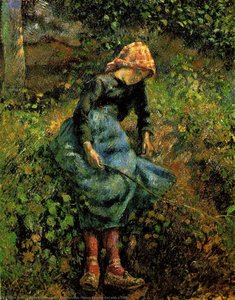 The Shepherdess (young Peasant Girl With A Stick) — Camille Pissarro, Impressionism